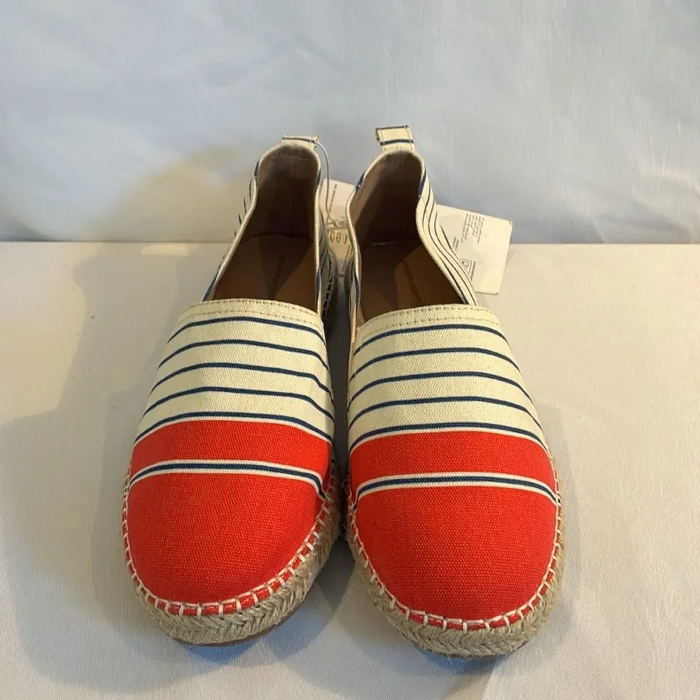 NWT multicolor coral cream & navy slip on canvas espadrille shoes size 11 comfy